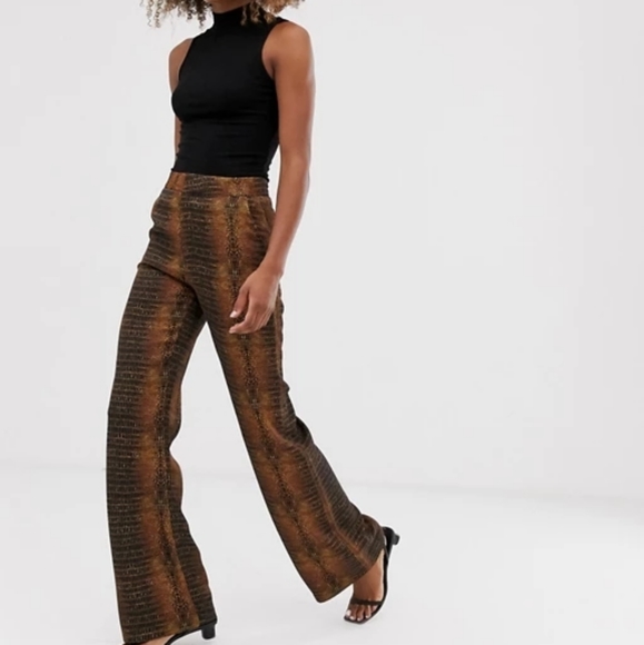 rust colored wide leg pants